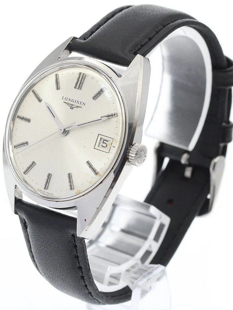 Longines Date Cal285 Vintage Silver Dial Hand Winding Mens Watch930771
